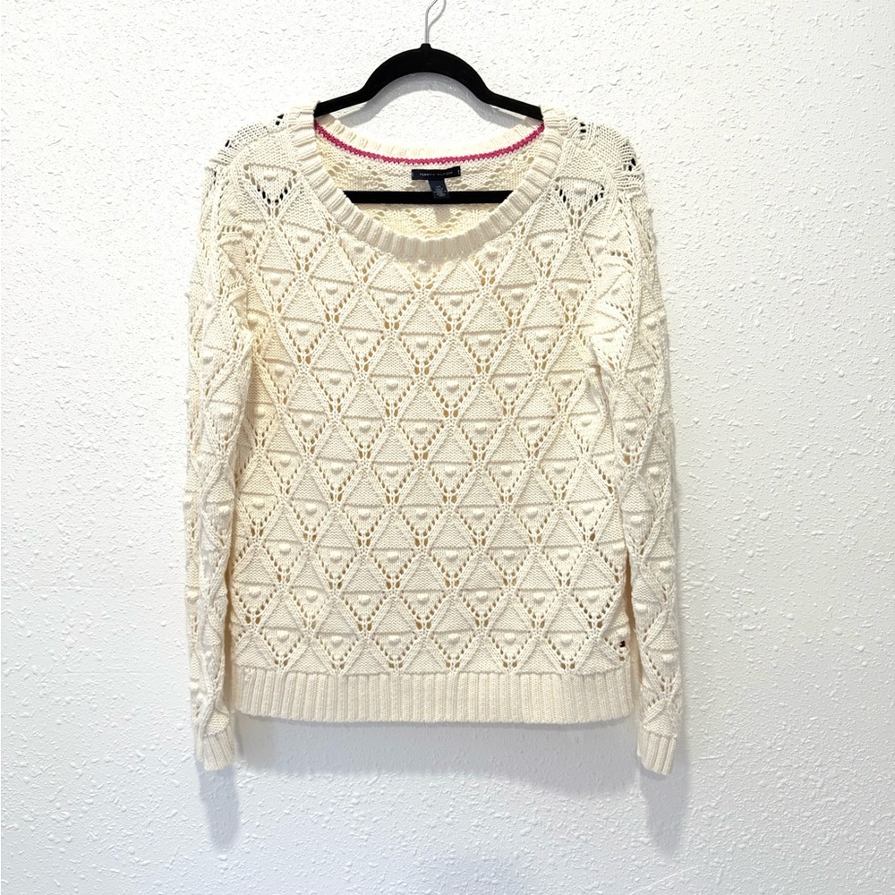 Tommy Hilfiger Cream Textured Women's‎ Sweater L